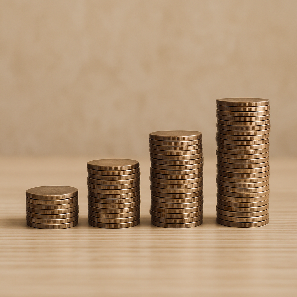 A growing stack of coins representing financial growth