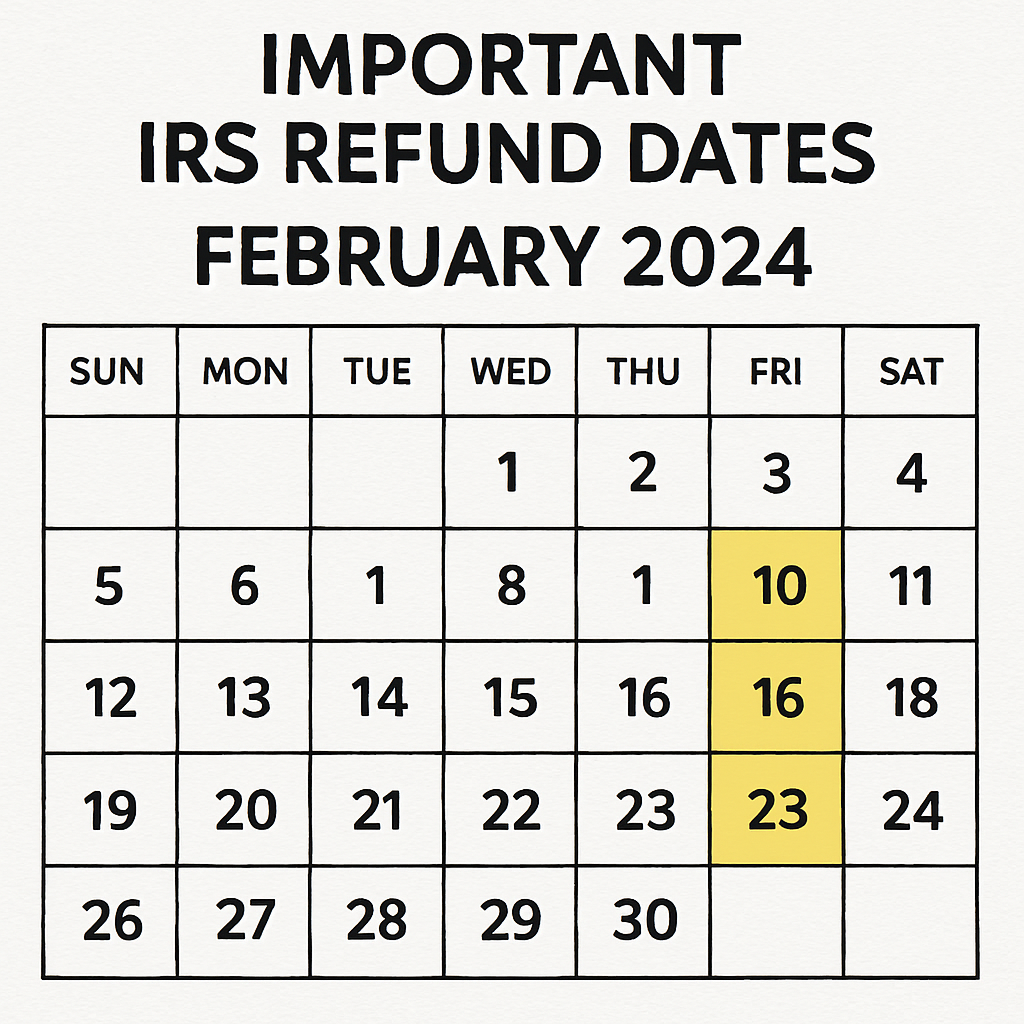 Calendar highlighting important IRS refund dates